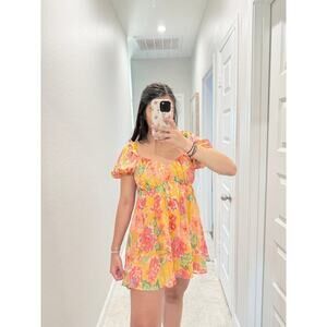 Lovers + Friends Floral Puff Sleeve Mini Dress - XS